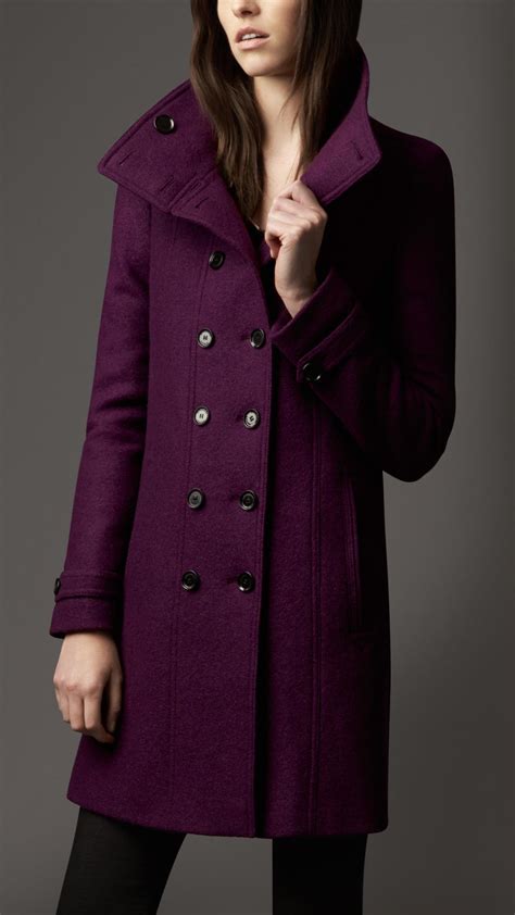 burberry coats purple|Burberry coat with wool collar.